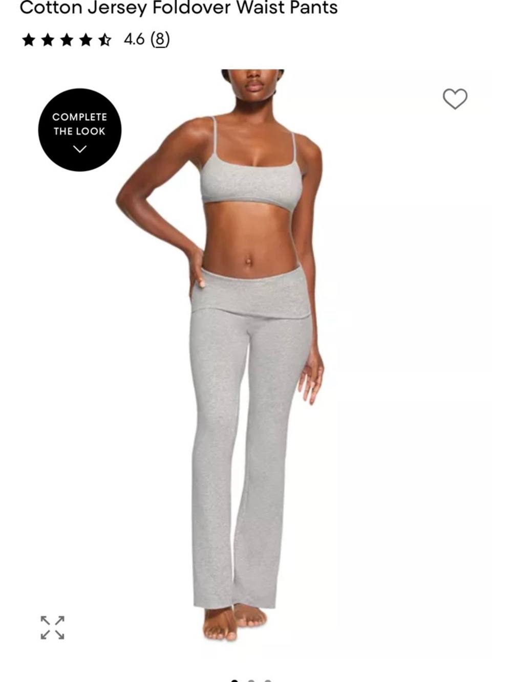 SKIMS Cotton Jersey Foldover Waist Pants - Light Gray